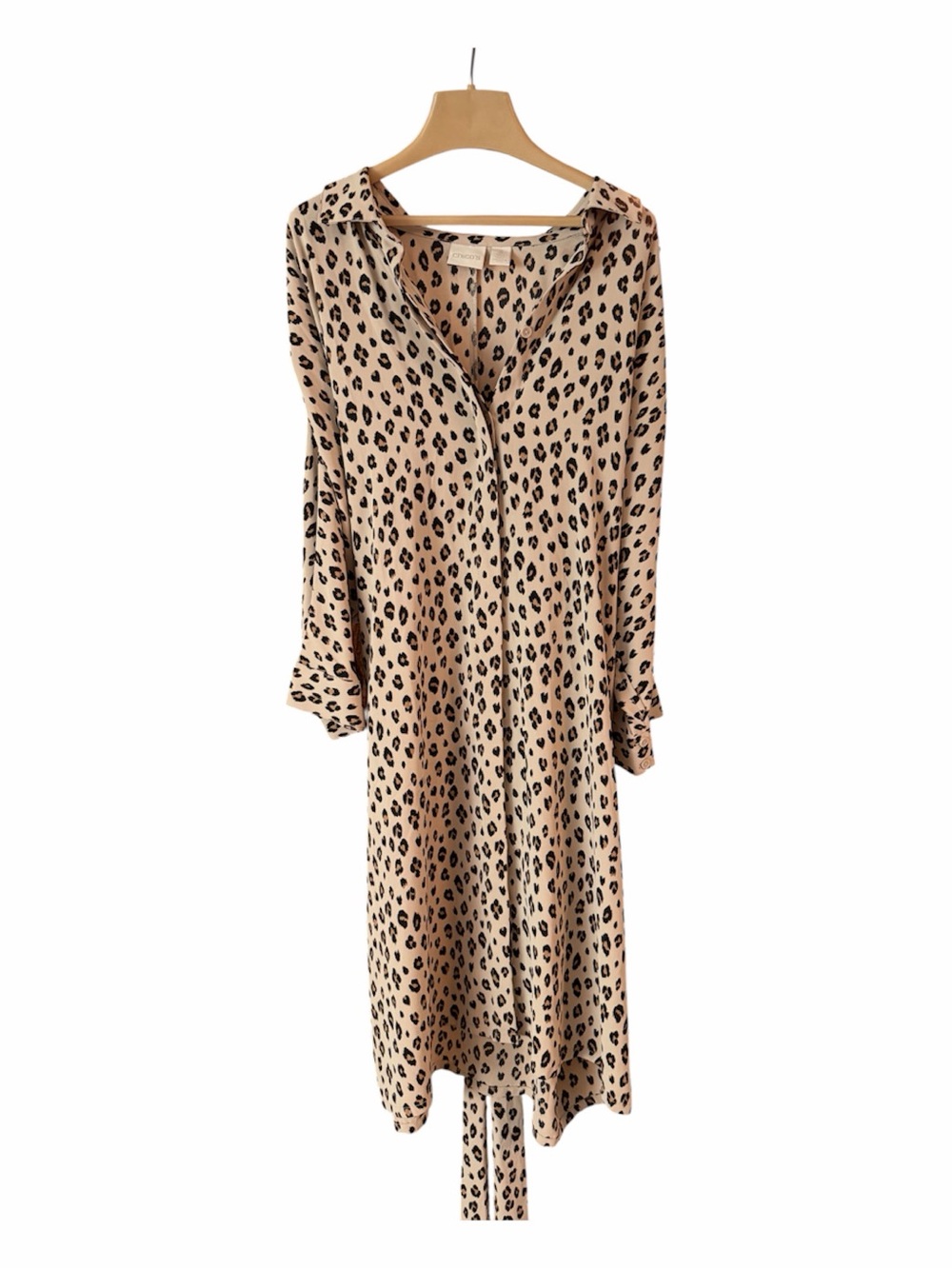 Chico’s Leopard Print Tie Waist Shirt Dress Chico’s 3 (XL / 16–18)